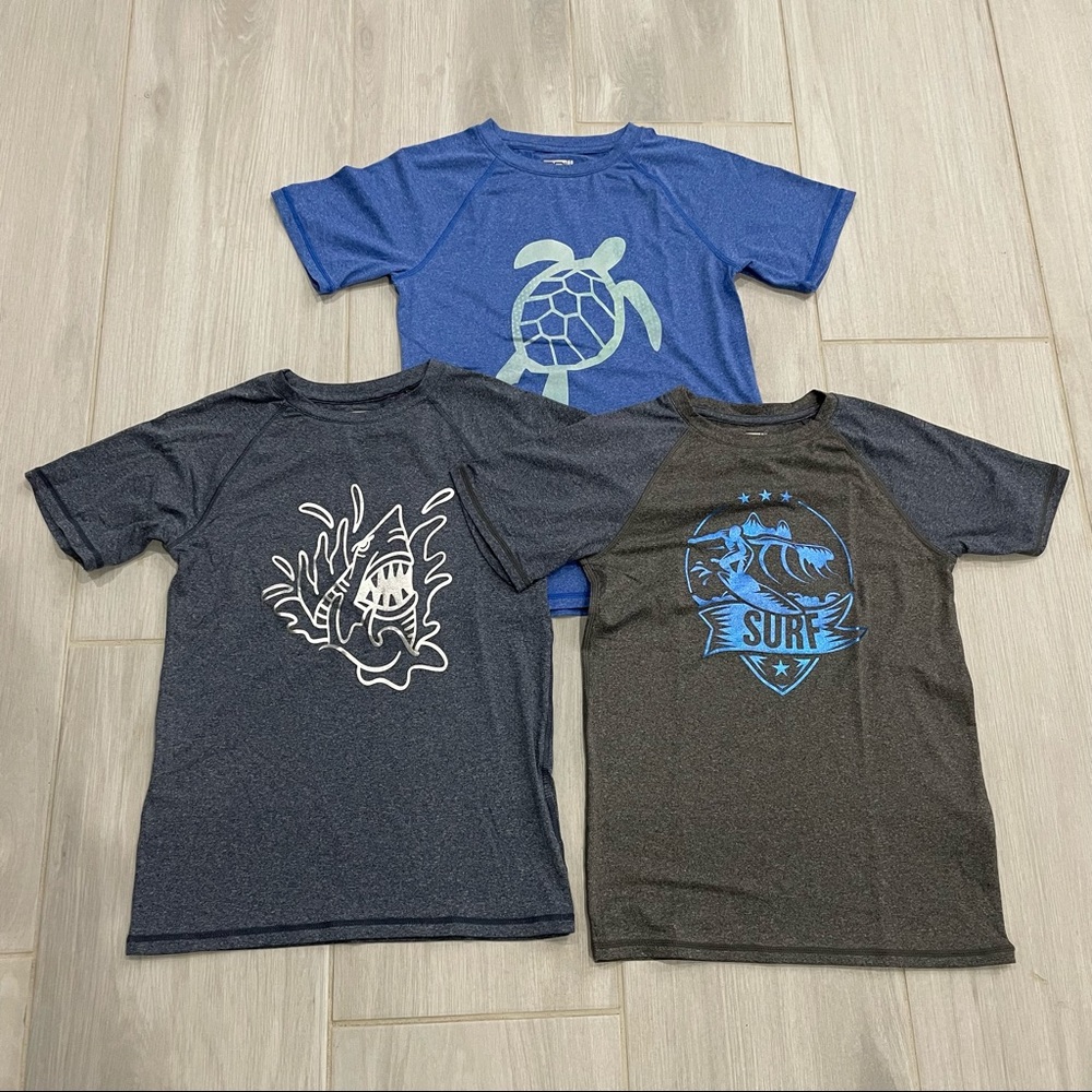 Lot of 3 Kids Graphic Shirt Gray Blue Sz 7-8